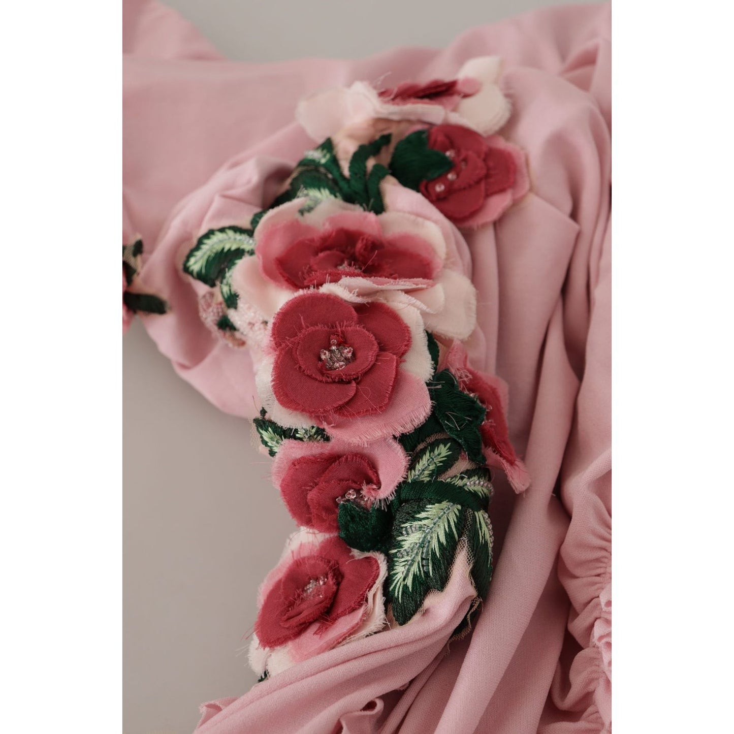 Dolce & Gabbana Pink Flower Embellished One Shoulder Dress DR28757 - 38