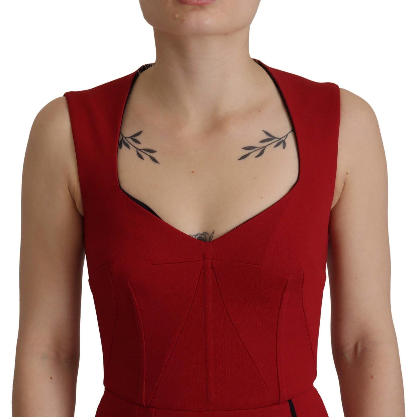 Dolce & Gabbana Red Sweetheart Neck Bodycon Midi Dress DR28778 - 36
