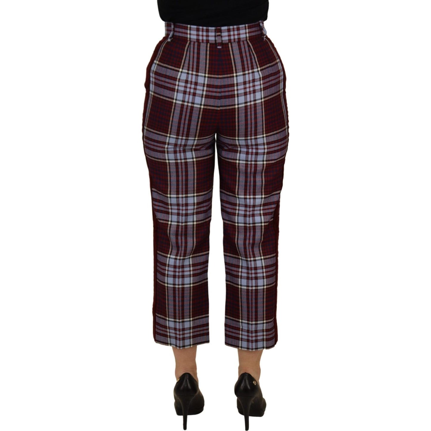 Dolce & Gabbana Gray Checked High Waist Cropped Trouser Pants PAN73070 -42