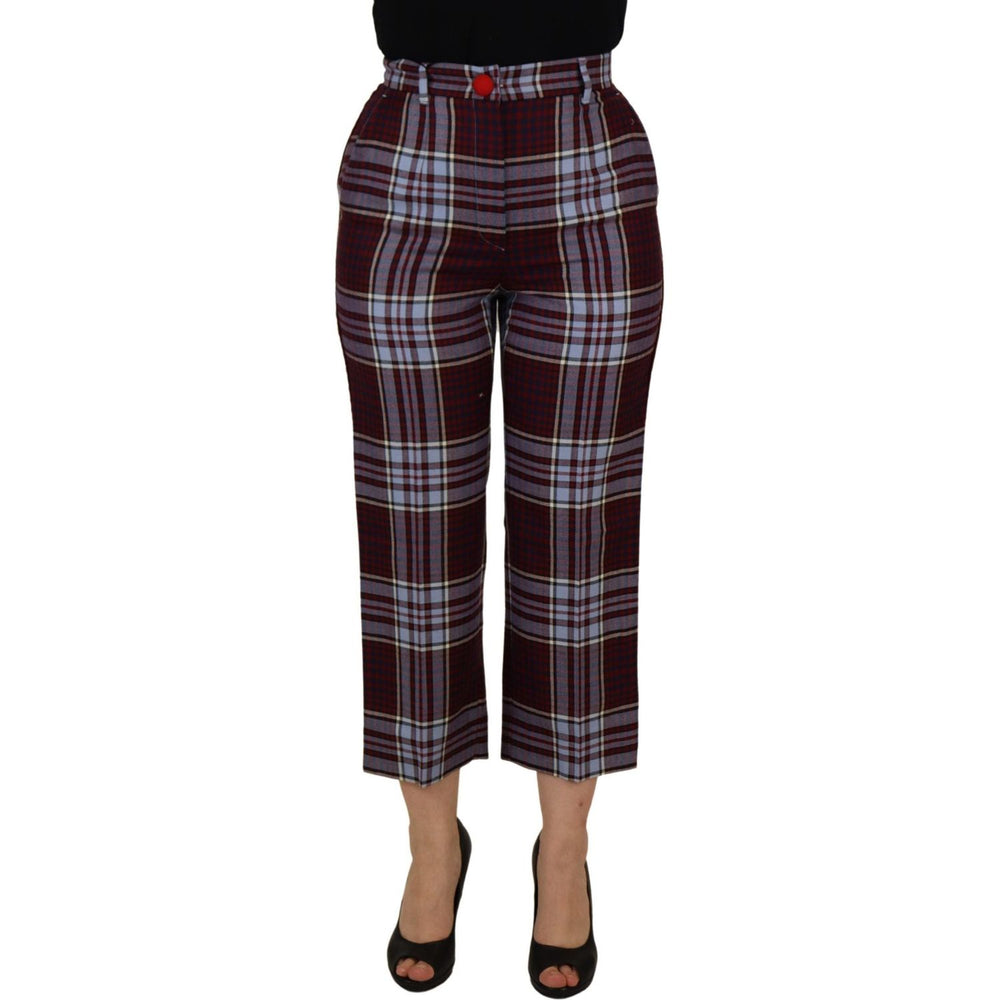 Dolce & Gabbana Gray Checked High Waist Cropped Trouser Pants PAN73070 -42