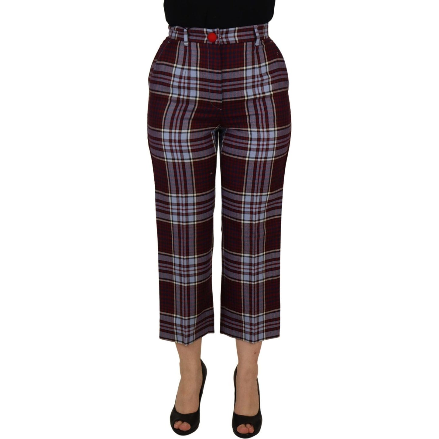 Dolce & Gabbana Gray Checked High Waist Cropped Trouser Pants PAN73070 -42