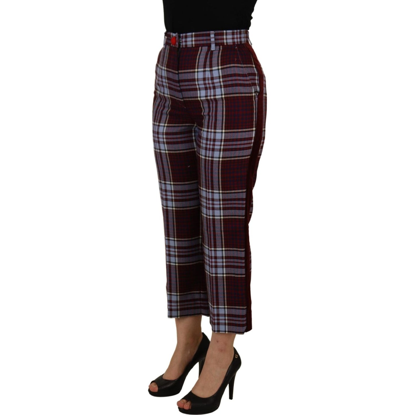 Dolce & Gabbana Gray Checked High Waist Cropped Trouser Pants PAN73070 -42
