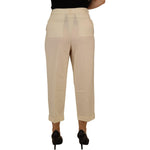 Dolce & Gabbana Ivory High Waist Cropped Folded Hem Trousers Pants PAN73086- 50