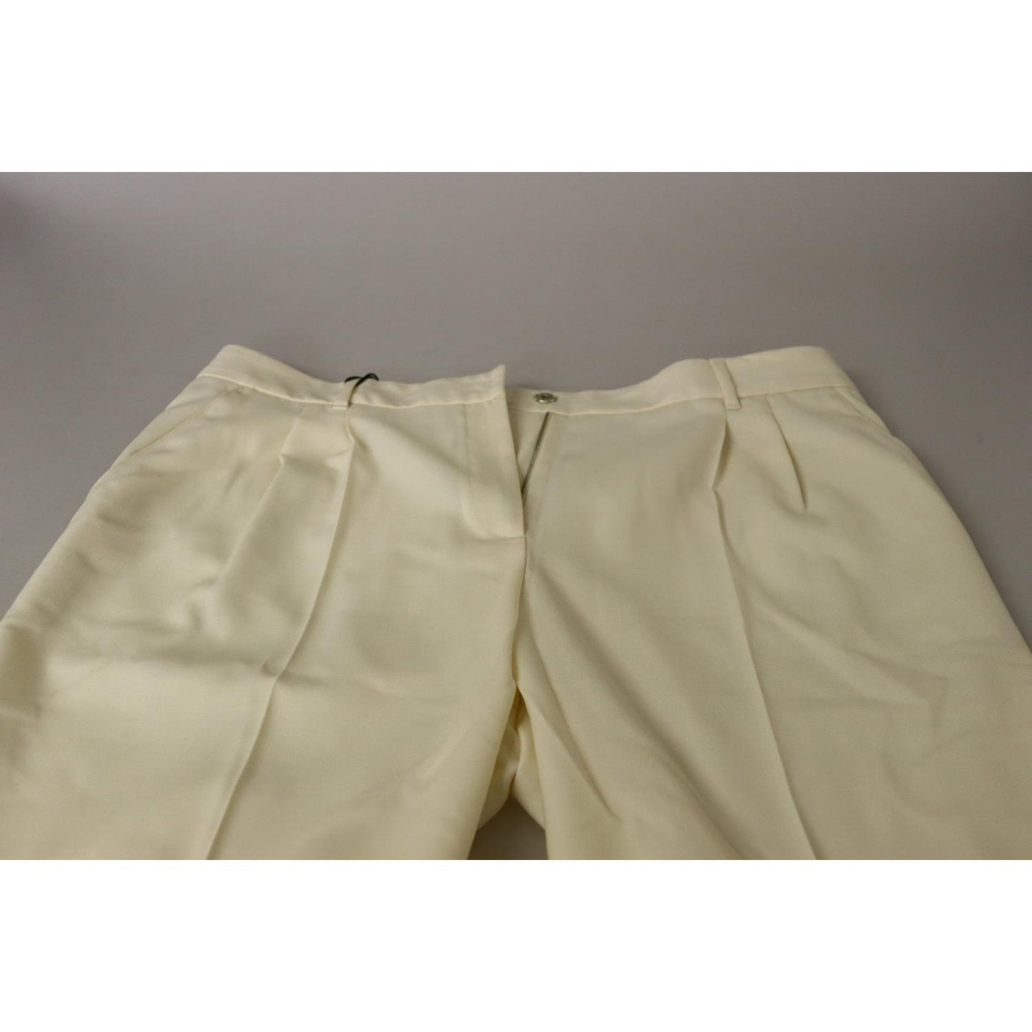 Dolce & Gabbana Ivory High Waist Cropped Folded Hem Trousers Pants PAN73086- 50
