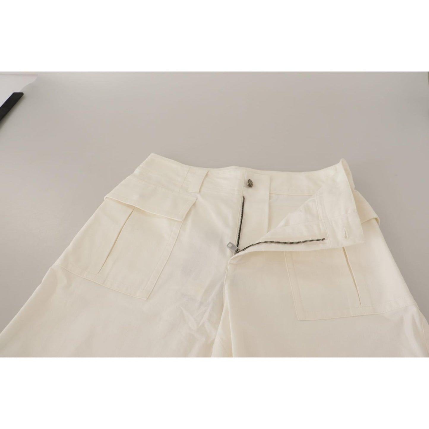 Dolce & Gabbana White High Waist Tapered Women Cotton Pants PAN73104- 38
