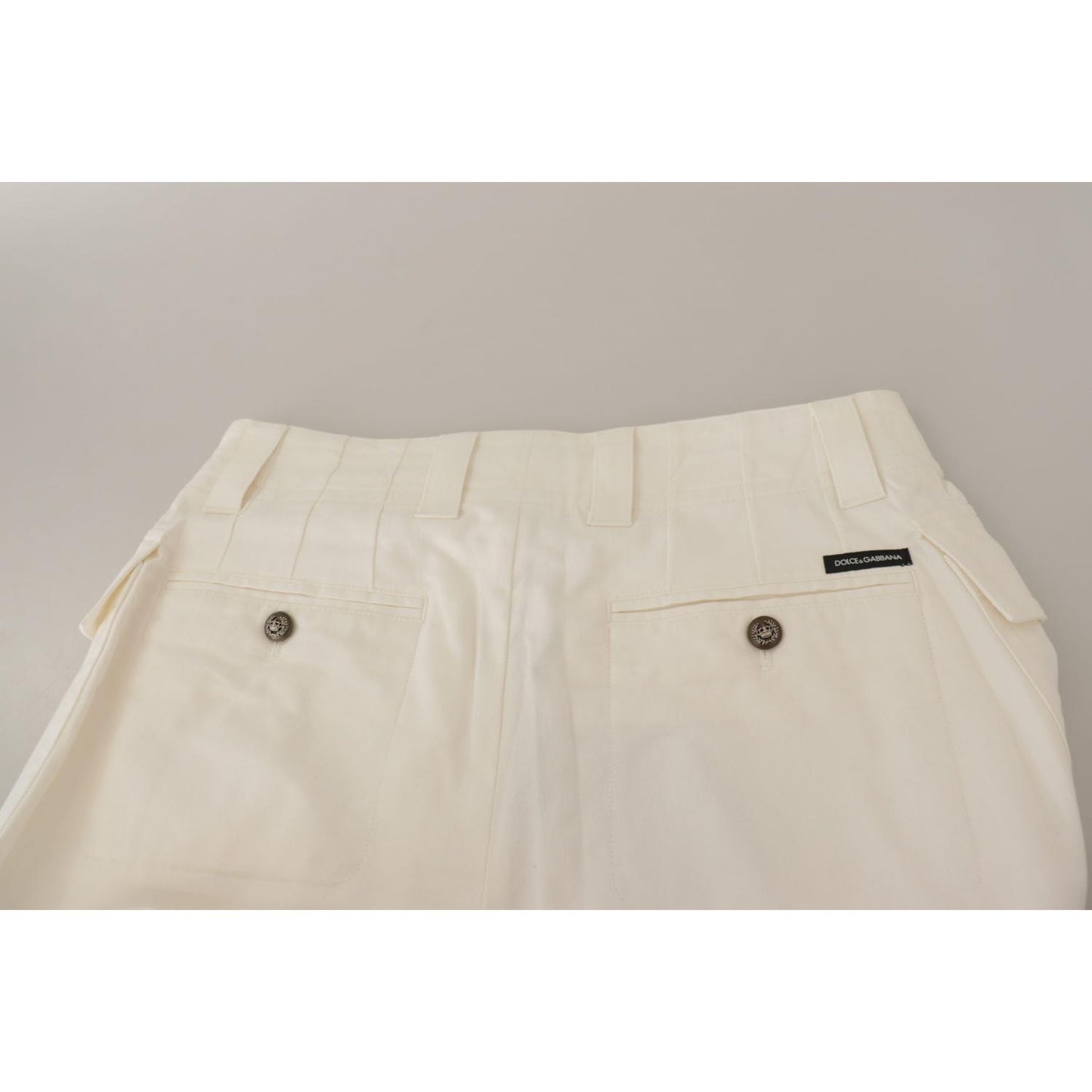 Dolce & Gabbana White High Waist Tapered Women Cotton Pants PAN73104- 38