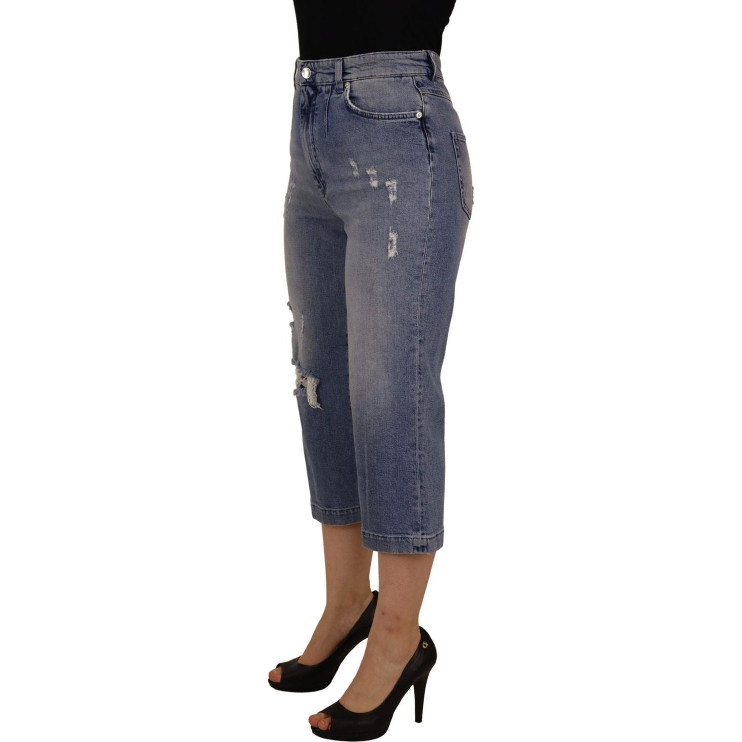 Dolce & Gabbana Blue Washed High Waist Cropped Denim Jeans PAN73105- 44