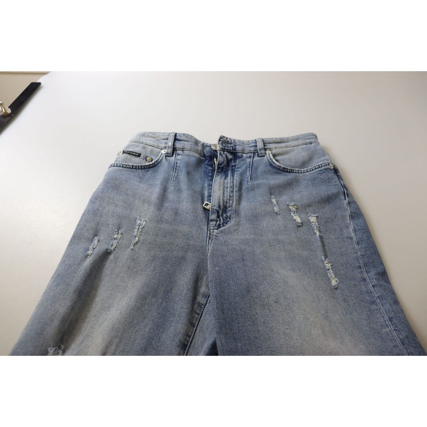 Dolce & Gabbana Blue Washed High Waist Cropped Denim Jeans PAN73105- 44