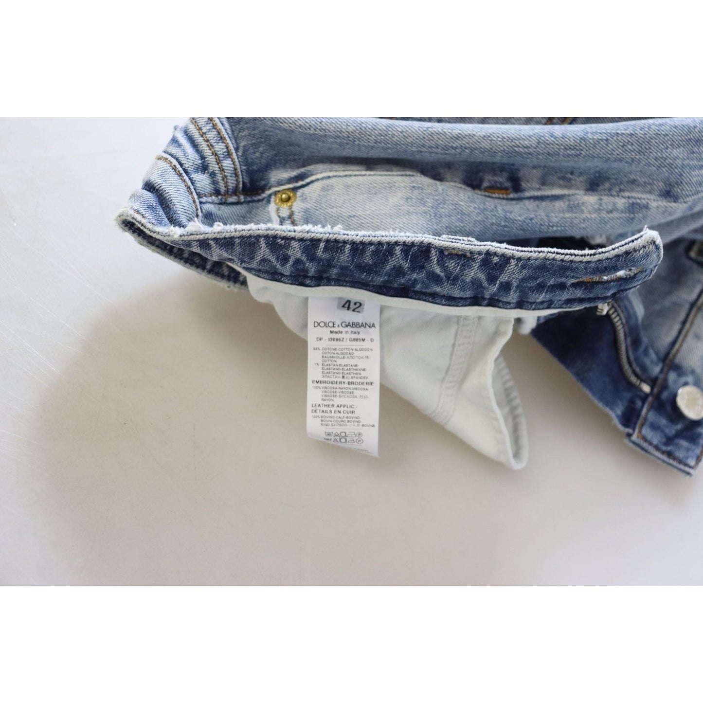 Dolce & Gabbana Blue Cotton Stretch Skinny Low Waist Denim Jeans PAN73107 - 42