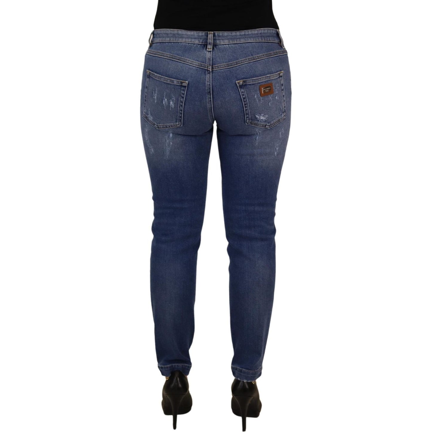 Dolce & Gabbana Blue Washed Cotton Skinny Low Waist Denim Jeans PAN73109- 44