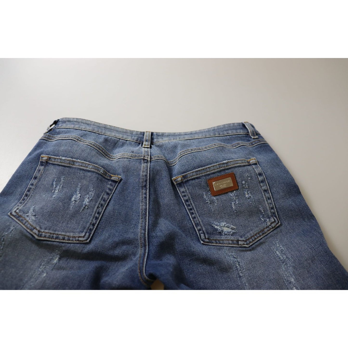 Dolce & Gabbana Blue Washed Cotton Skinny Low Waist Denim Jeans PAN73109- 44