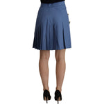 Dolce & Gabbana Blue Embellished Pleated Mini Skirt Wool SKI1823- 38