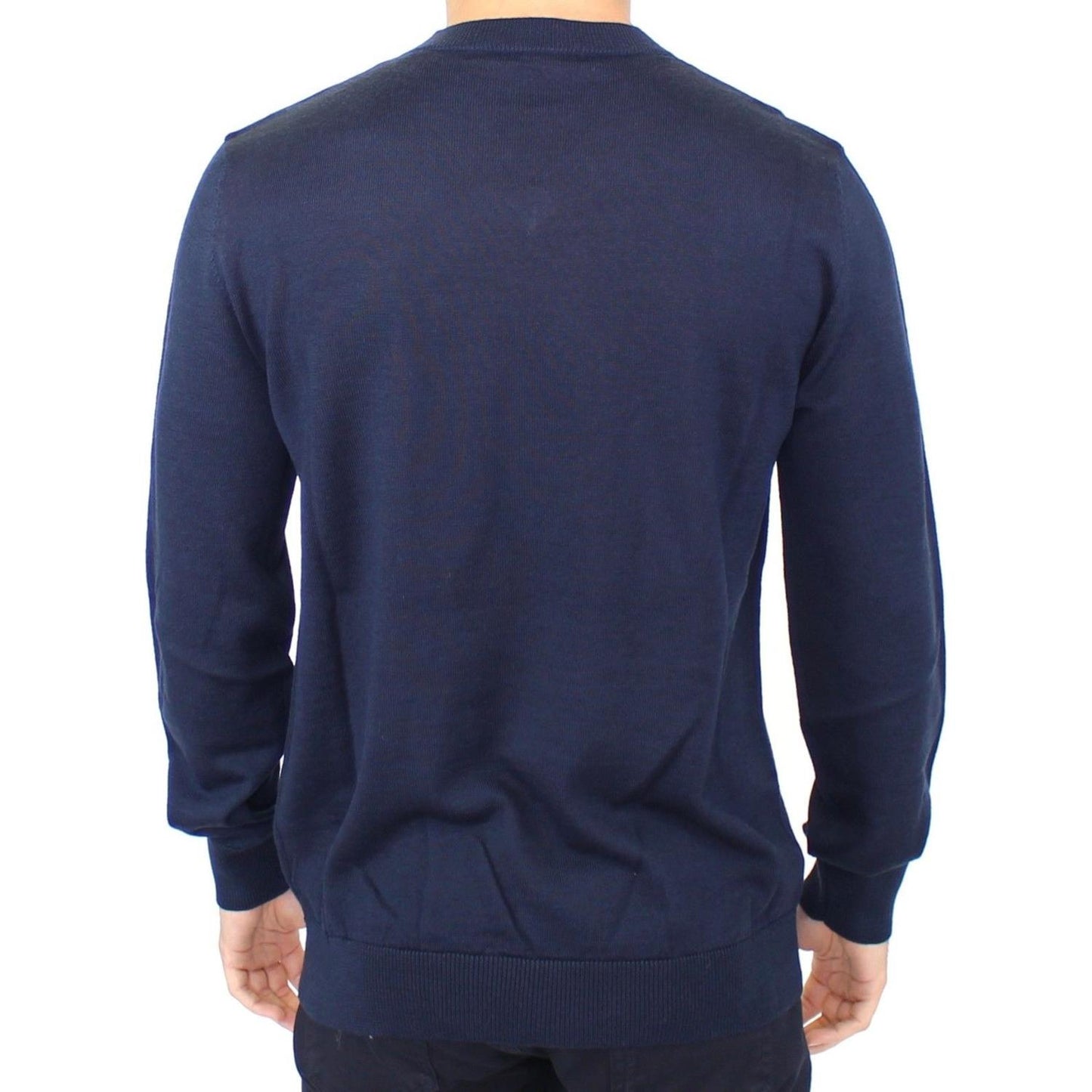 Ermanno Scervino Blue Wool Blend V-neck Pullover Sweater SIG10105-3