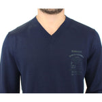 Ermanno Scervino Blue Wool Blend V-neck Pullover Sweater SIG10105-3