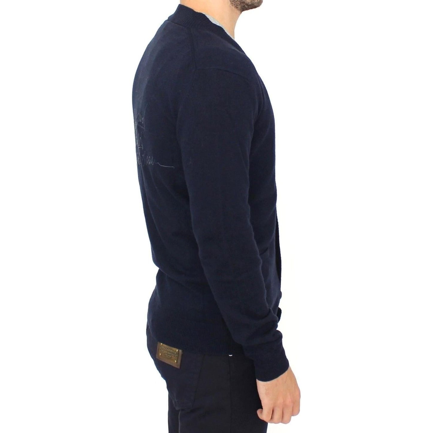 Ermanno Scervino Blue Wool Cashmere Cardigan Pullover Sweater SIG10106-4