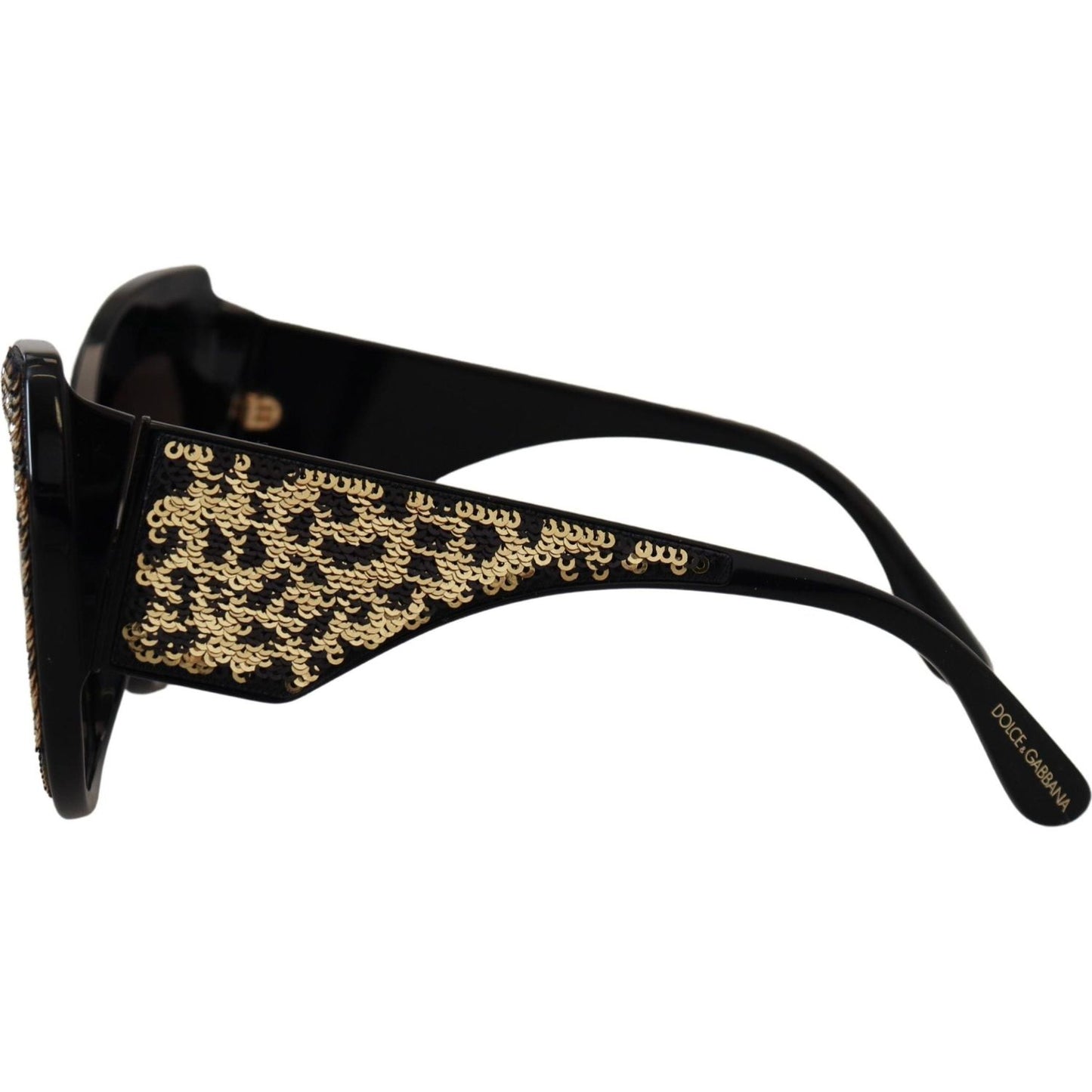 Dolce & Gabbana Black Gold Sequin Butterfly Polarized DG4326 Sunglasses GLA1189
