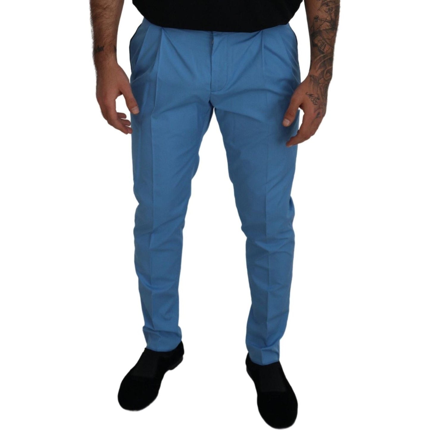Dolce & Gabbana Blue Cotton Silk Trousers Chinos Pants PAN73259- 26