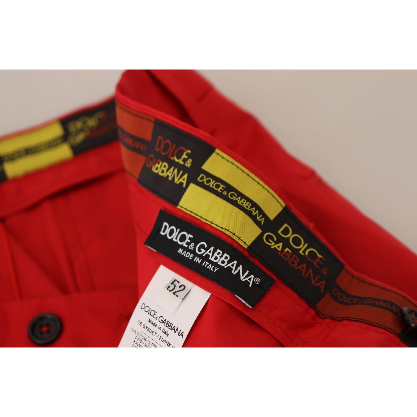 Dolce & Gabbana Red Cotton Slim Fit Trousers Chinos Pants PAN73276- 44
