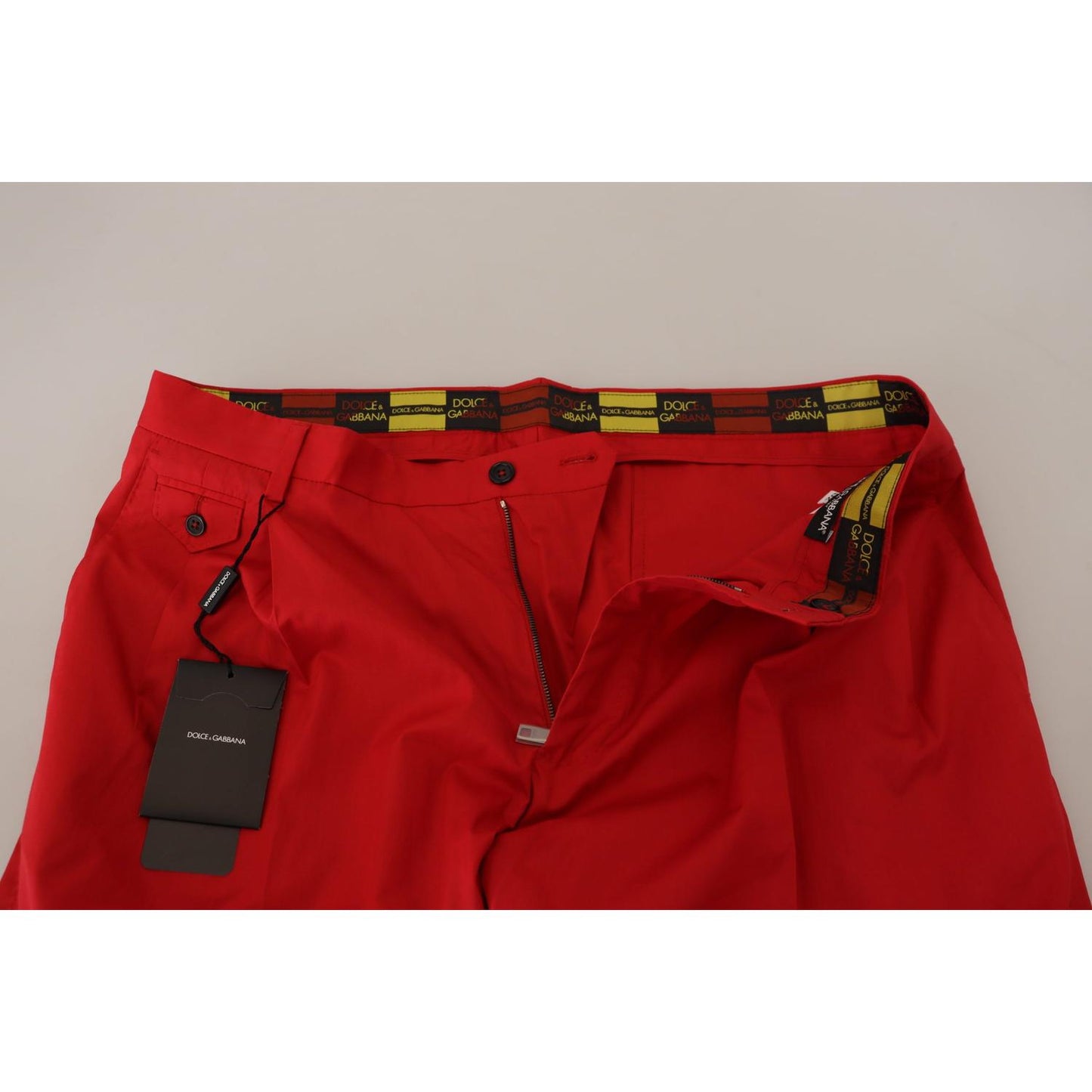 Dolce & Gabbana Red Cotton Slim Fit Trousers Chinos Pants PAN73276- 44