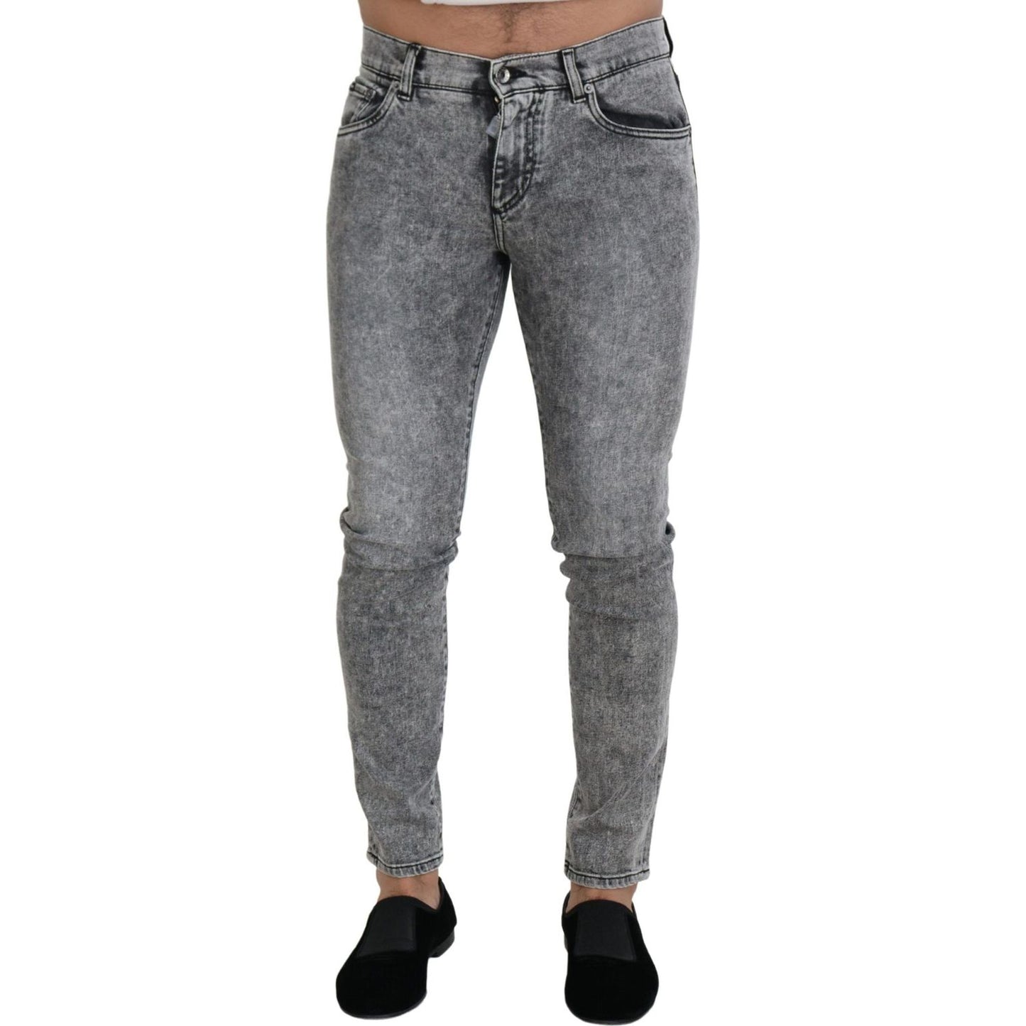Dolce & Gabbana Gray Slim Fit Wash Stretch Cotton Denim Jeans PAN73359- 44