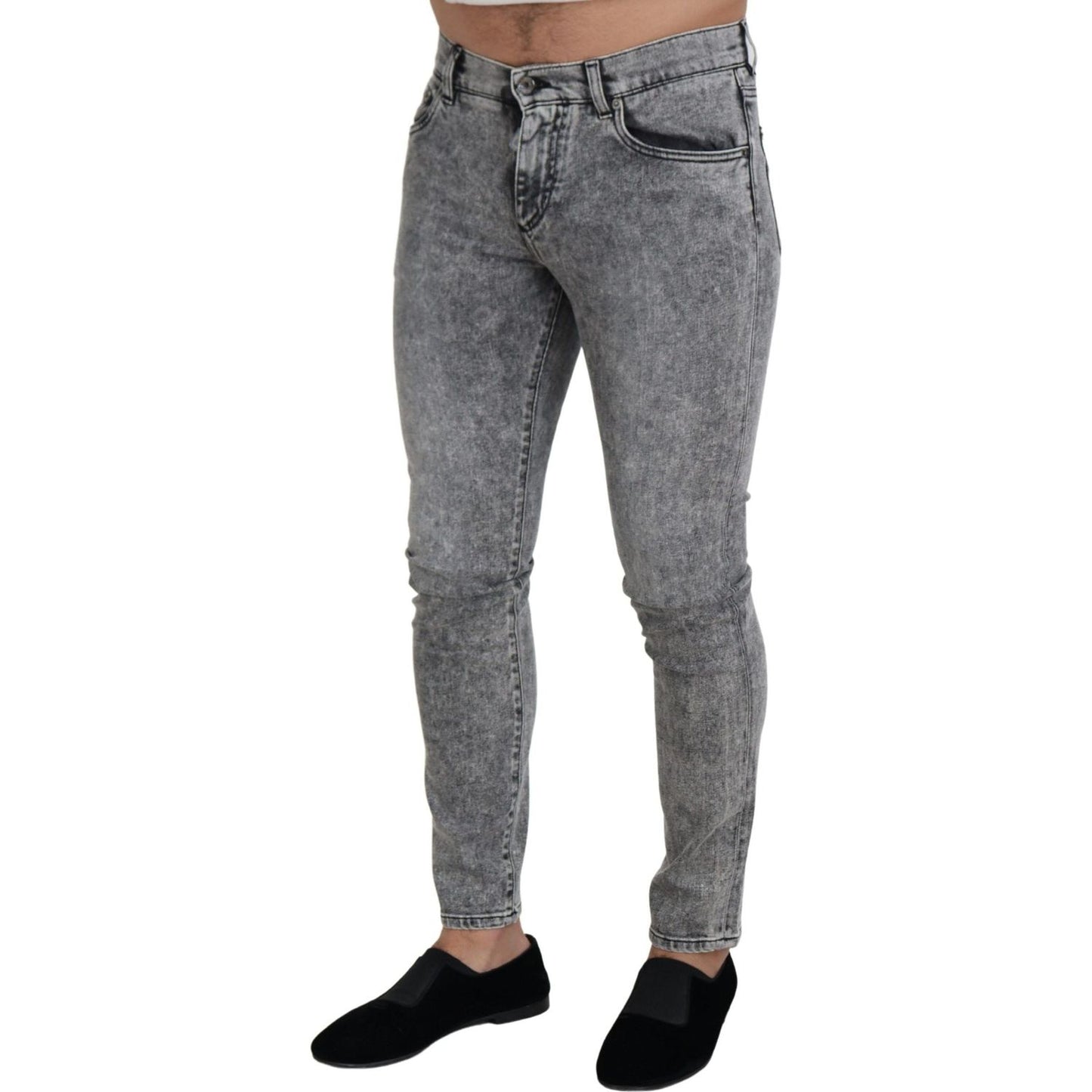 Dolce & Gabbana Gray Slim Fit Wash Stretch Cotton Denim Jeans PAN73359- 44