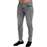 Dolce & Gabbana Gray Slim Fit Wash Stretch Cotton Denim Jeans PAN73359- 44