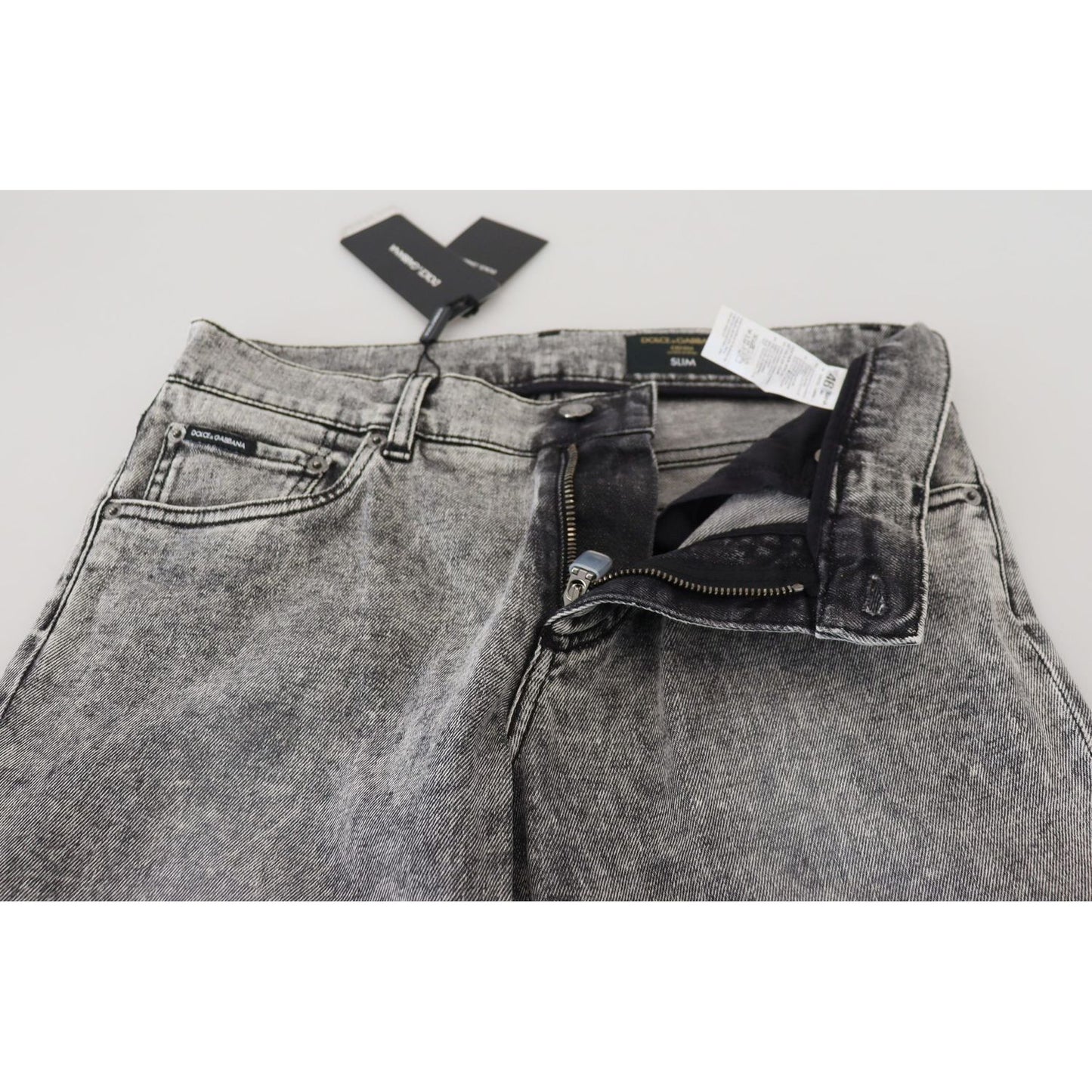Dolce & Gabbana Gray Slim Fit Wash Stretch Cotton Denim Jeans PAN73359- 44