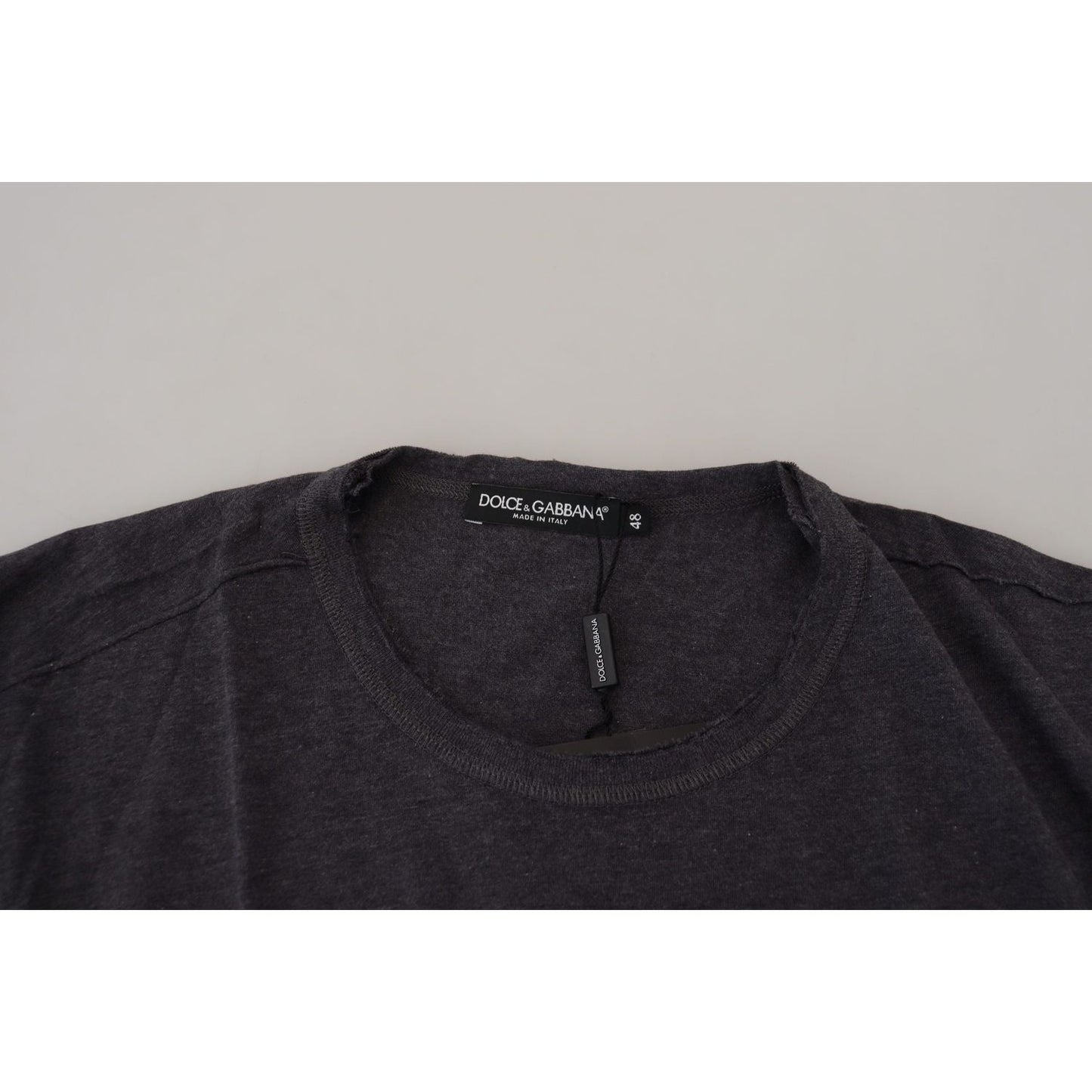 Dolce & Gabbana Gray Crewneck Cotton Short Sleeve T-shirt TSH7514- 56
