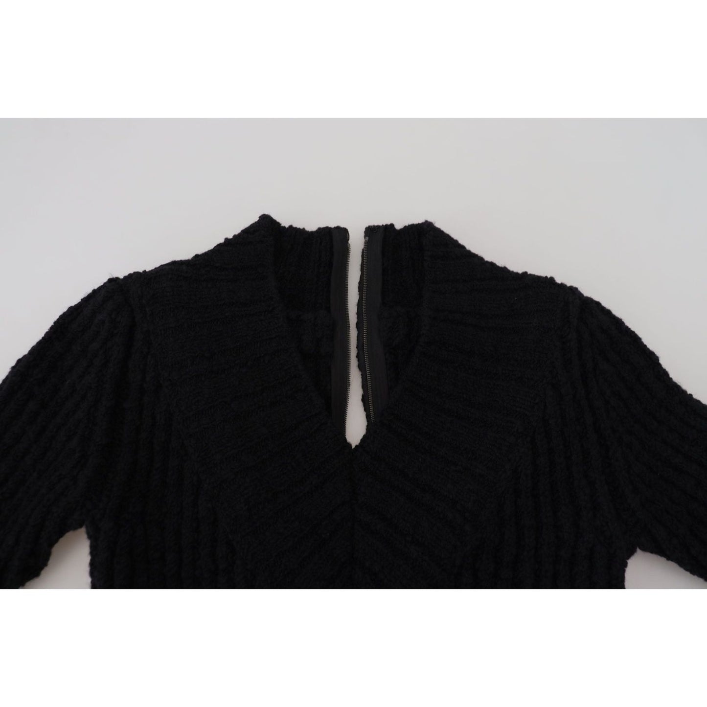Dolce & Gabbana Black Wool Knitted Sheath Sweater Dress DR28790- 36