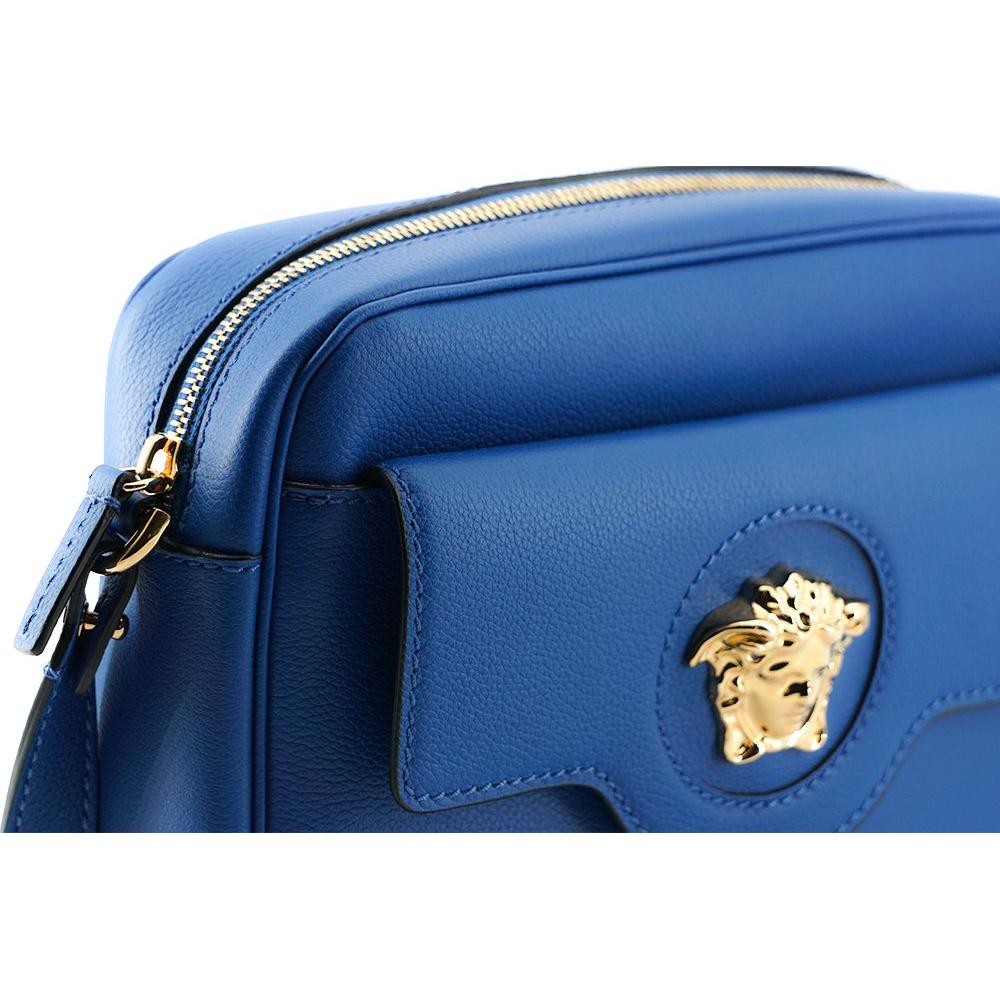 Versace Elegant Blue Calf Leather Camera Case Bag 8054712655630