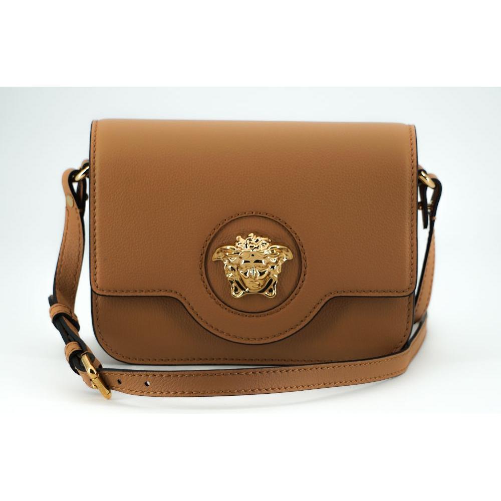 Versace Elegant Calf Leather Shoulder Bag in Brown 8054712727535