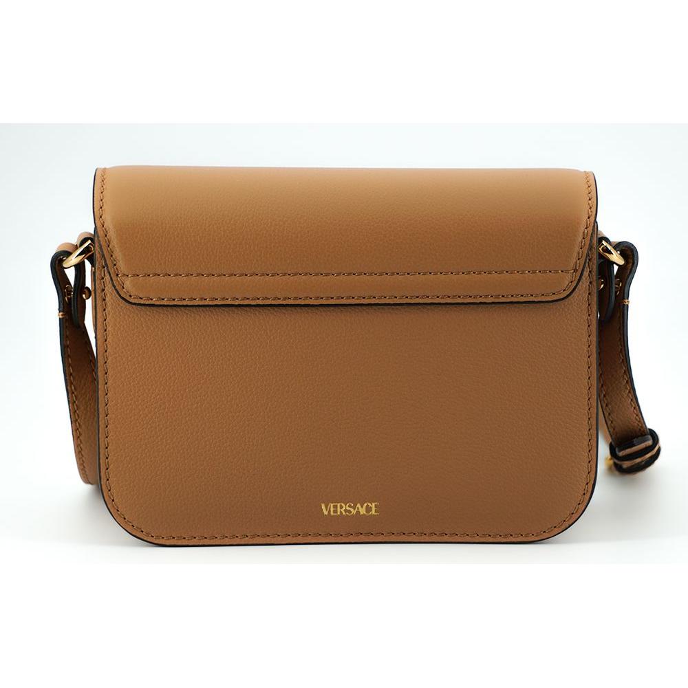 Versace Elegant Calf Leather Shoulder Bag in Brown 8054712727535