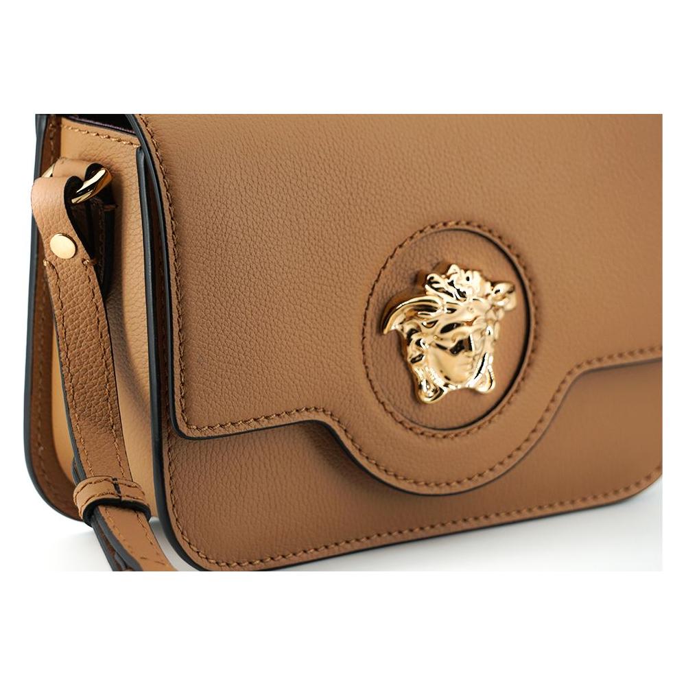 Versace Elegant Calf Leather Shoulder Bag in Brown 8054712727535