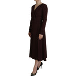 Dolce & Gabbana Brown Wrap Long Sleeve Midi Stretch Dress DR28809- 38