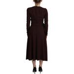 Dolce & Gabbana Brown Wrap Long Sleeve Midi Stretch Dress DR28809- 38