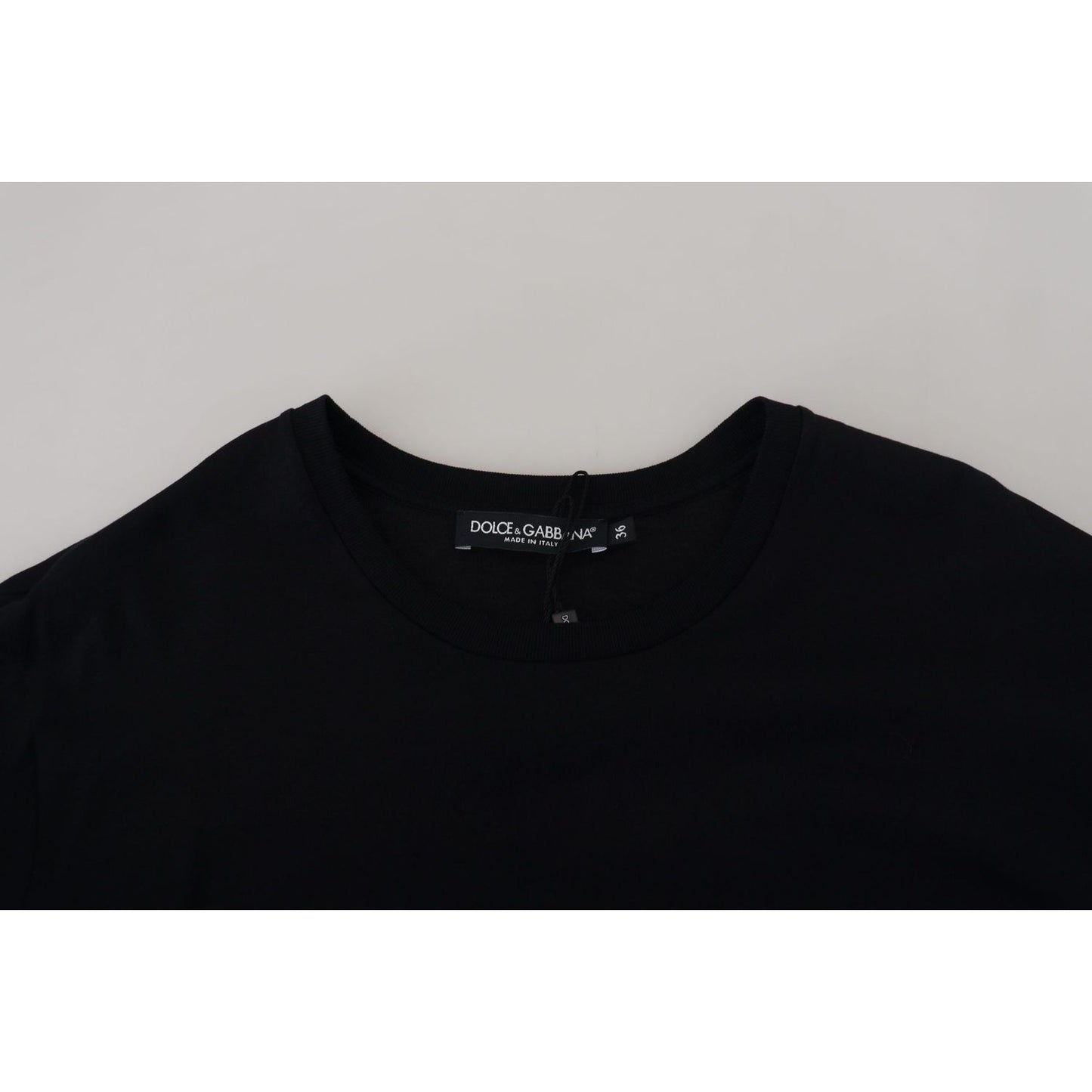 Dolce & Gabbana Black T-shirt Blouse Tassle Cotton Blouse TSH83244- 36