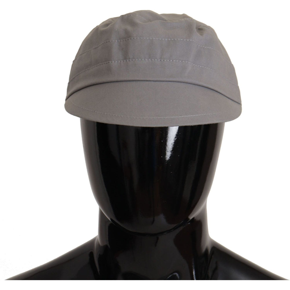 Dolce & Gabbana Gray Newsboy Cap Men Capello Cotton Hat HAT9321- 60
