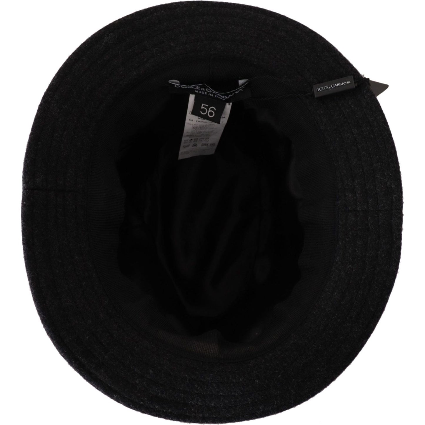 Dolce & Gabbana Gray Virgin Wool Logo Fedora Trilby Cappello Hat HAT9297- 56