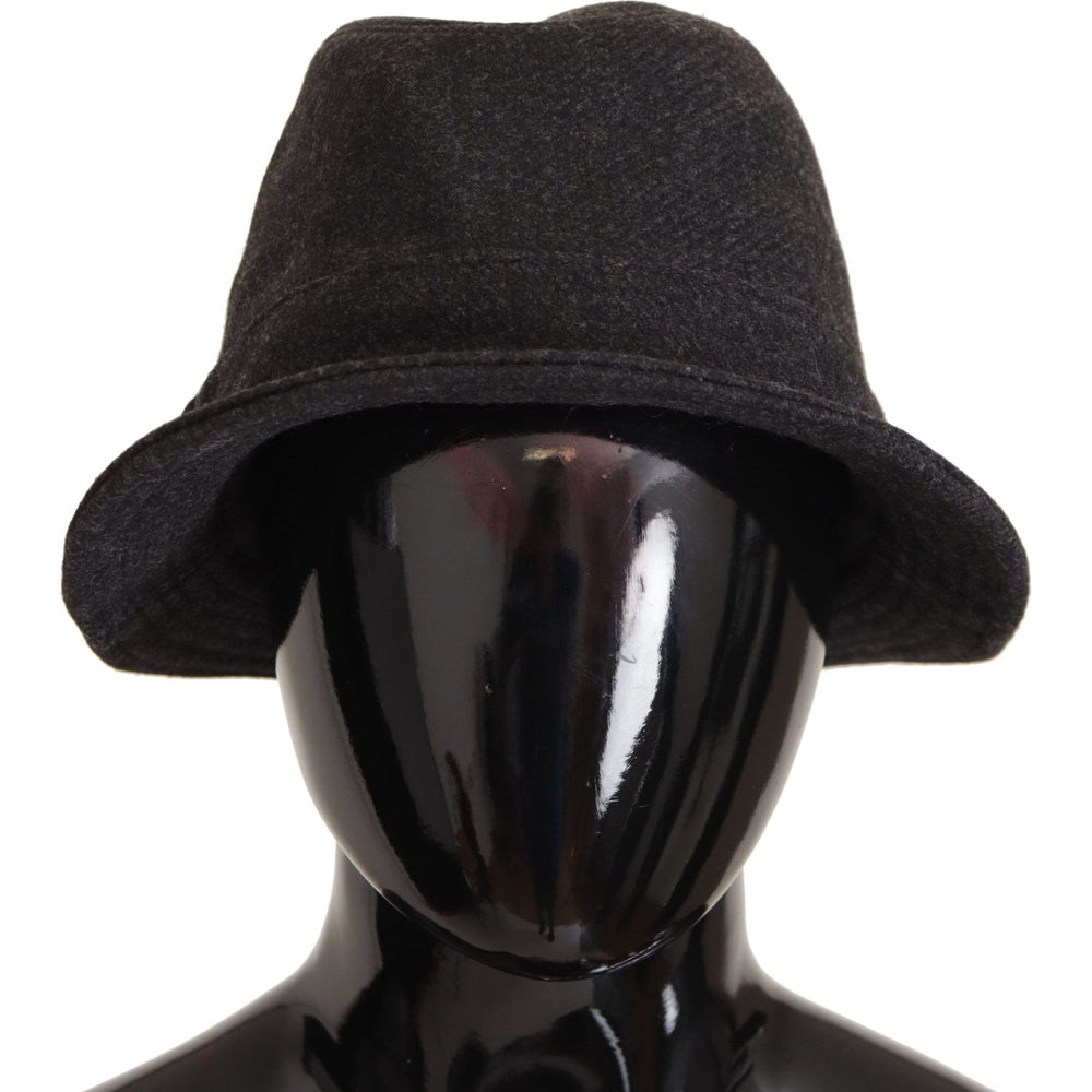 Dolce & Gabbana Gray Virgin Wool Logo Fedora Trilby Cappello Hat HAT9297- 56