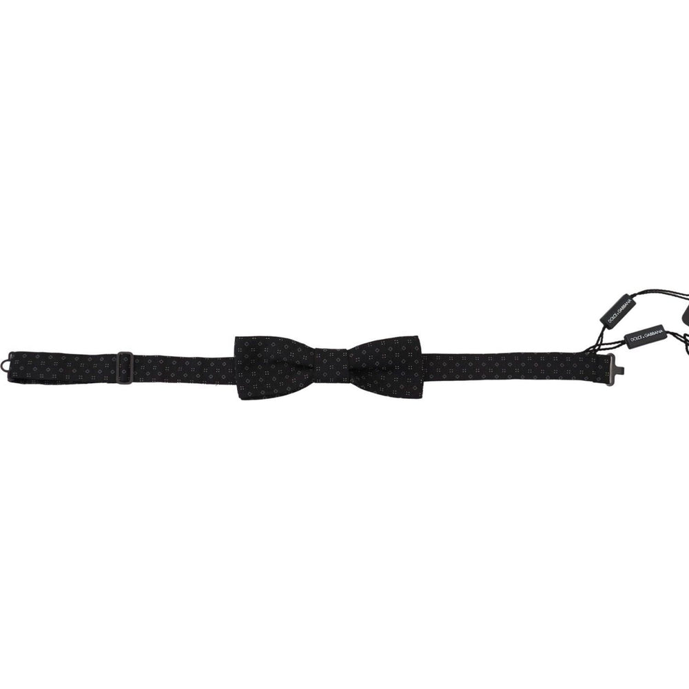 Dolce & Gabbana Black Pattern Silk Adjustable Neck Papillon Bow Tie KRA3201