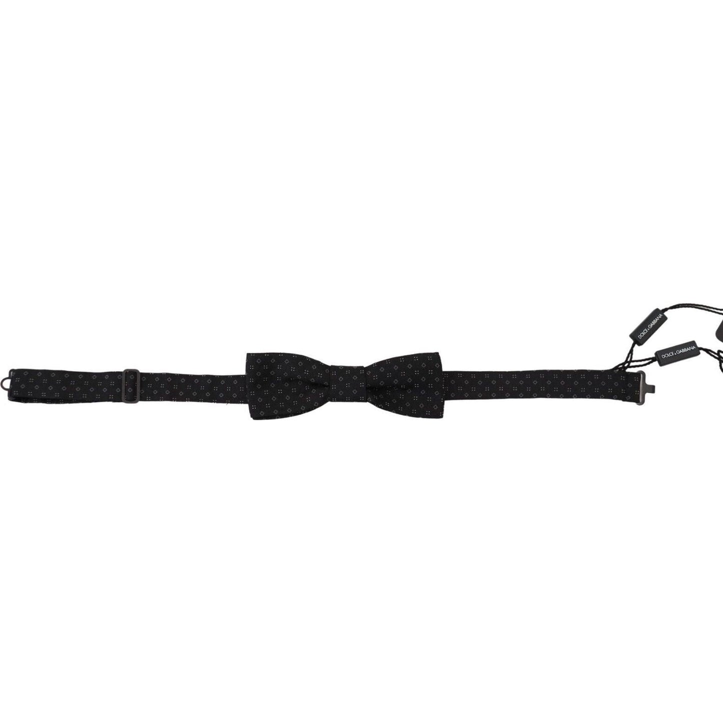 Dolce & Gabbana Black Pattern Silk Adjustable Neck Papillon Bow Tie KRA3201