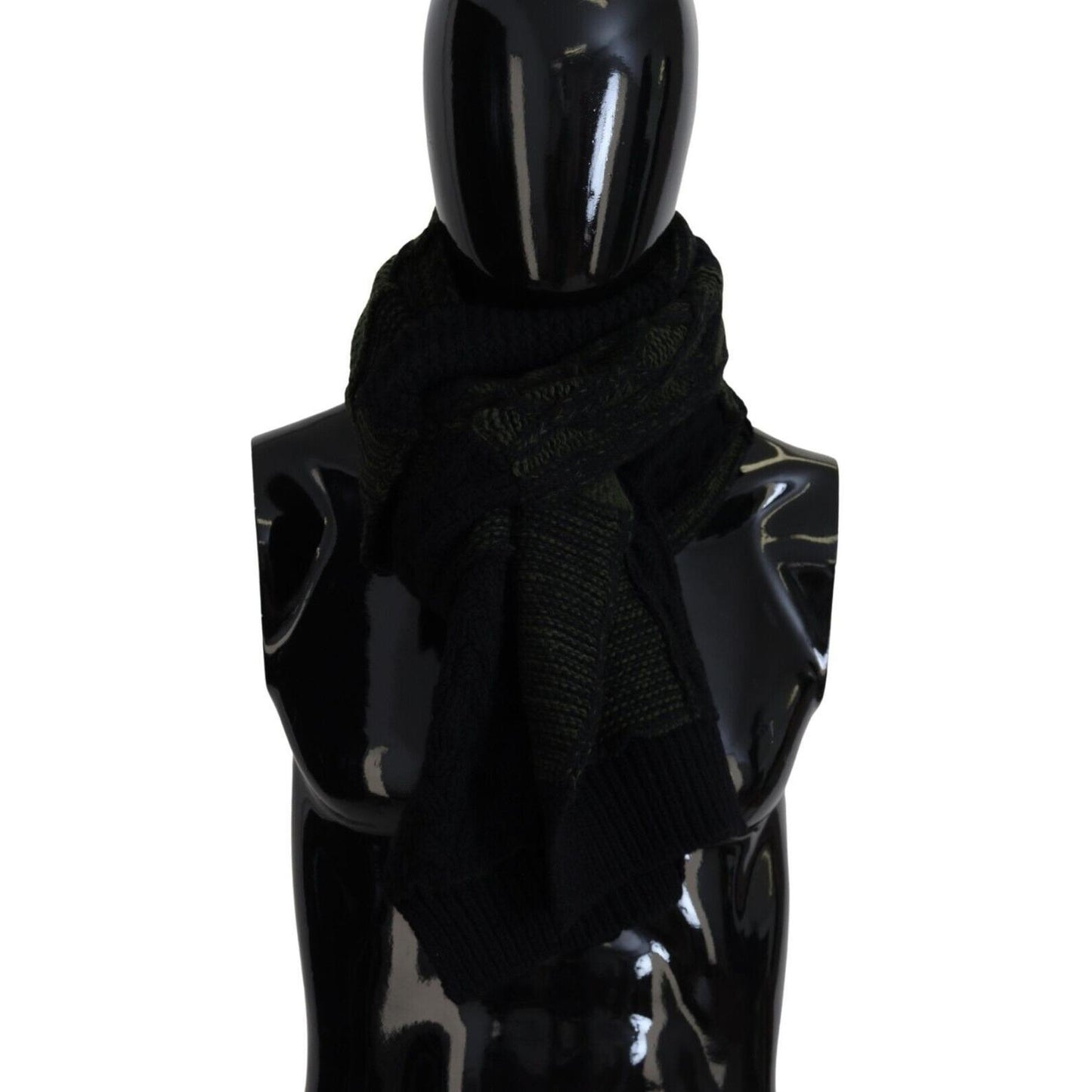 Dolce & Gabbana Black Green Knitted Men Neck Wrap Shawl Scarf