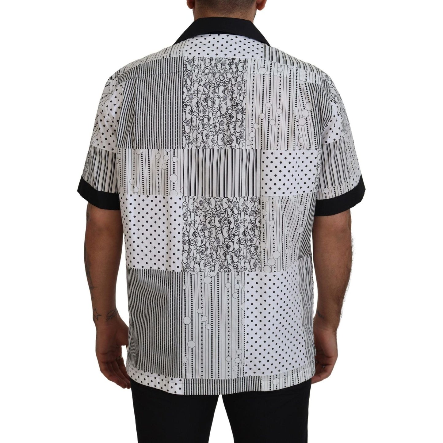 Dolce & Gabbana White Black Patterned Button Down Shirt TSH83177 - 40