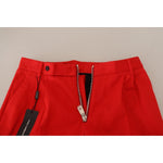 Dolce & Gabbana Red Straight Fit Men Trousers Cotton Pants PAN74388 - 48
