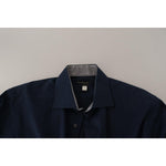 Roberto Cavalli Navy Blue Cotton Dress Formal Shirt TSH82935- 43