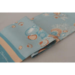 Dolce & Gabbana Blue Silk Shiny Shell-Print Neck Wrap Fringed Scarf MS6134