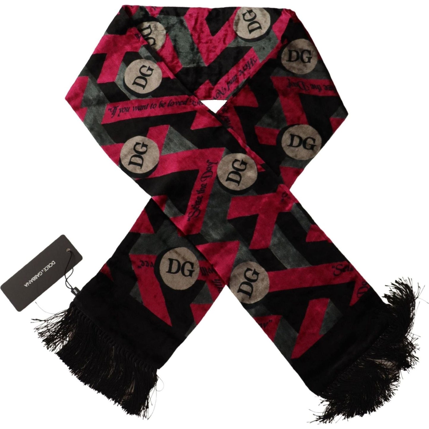Dolce & Gabbana Multicolor DG Logo Print Mens Shawl Wrap Fringe Scarf MS6227