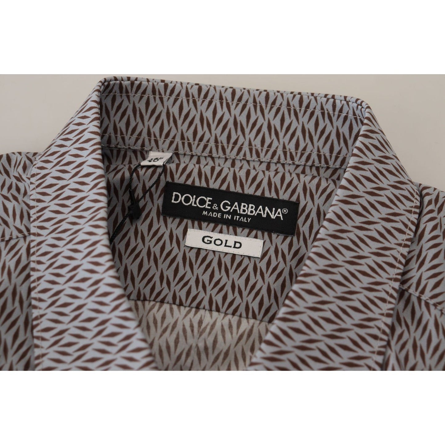 Dolce & Gabbana Gray Brown GOLD Slim Fit Dress Formal Shirt TSH83570-38