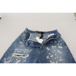 Dolce & Gabbana Blue Washed Cotton Tattered Denim Jeans PAN73090-IT36