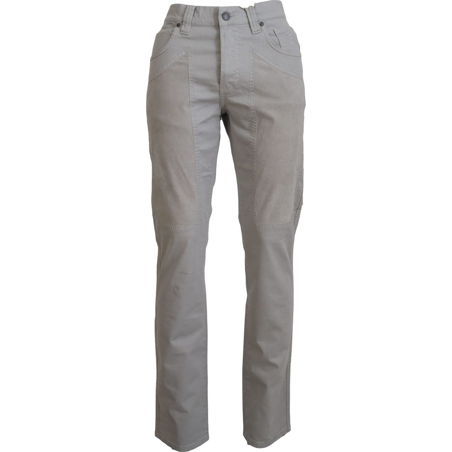 Jeckerson Gray Cotton Tapered Men Casual Pants PAN71768 - 36